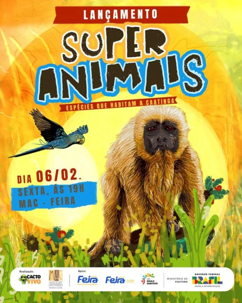 Livro infantil destaca animais da Caatinga em lançamento gratuito em Feira de Santana