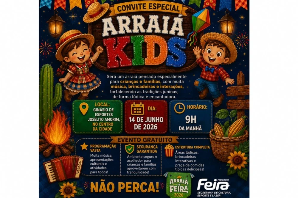 Arraiá Kids inclui festejo infantil na programação junina de Feira de Santana