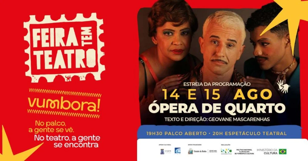 Feira Tem Teatro inicia nova temporada com musical ‘Ópera de Quarto’ nos dias 14 e 15 de agosto